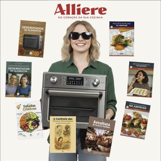 DUPLICADO - KIT Forno AirFryer INOX Multifunções c/ Espeto para Churrasco 26L + 8 e-books 127V