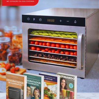 KIT ALLIERE - Desidratador Industrial de Alimentos 500W Frugal Plus 6 / Teflon e Timer + 4 E-books 220V