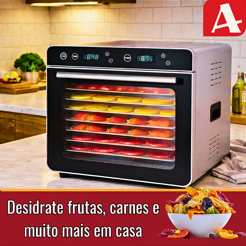 Desidratador Industrial de Alimentos 700W Frugal 8 Bandejas / Teflon Timer 127V